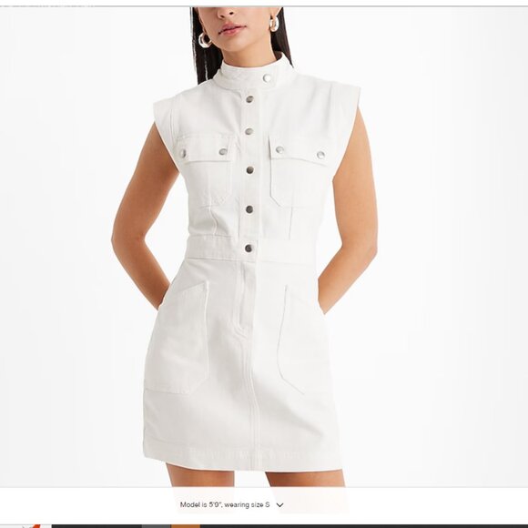 NWT Express Denim Button Front Utility Mini Dress - XL - Picture 2 of 4